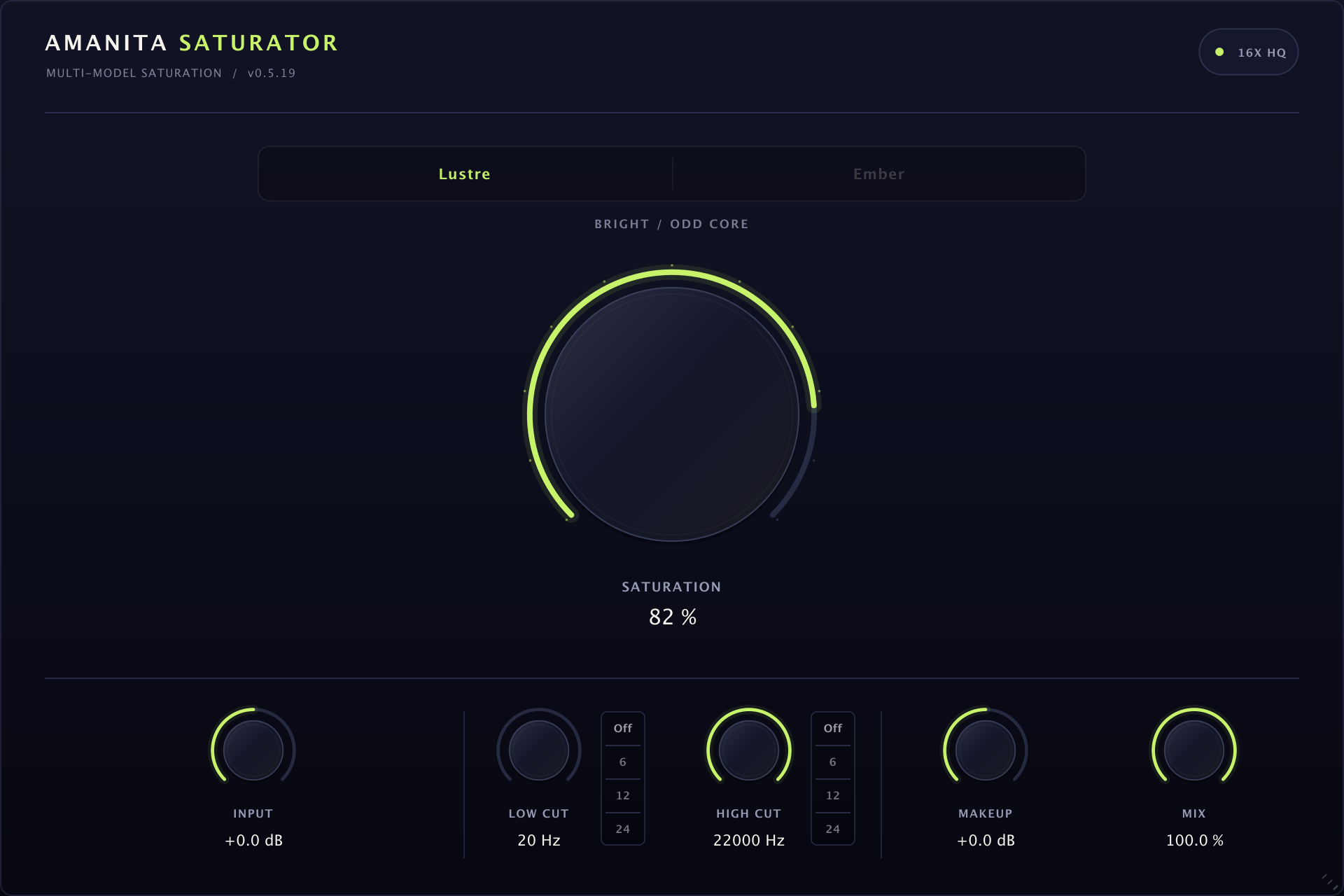 Amanita Saturator interface with the Lustre model selected